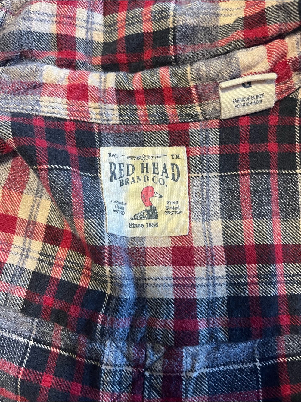 Red head Men's Plaid Button-Down Shirt - Red, Blue, White - Picture 3 of 5
